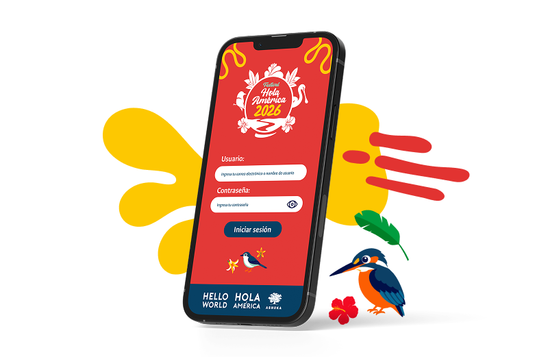 App oficial del Festival Hola América 2026 en un teléfono móvil