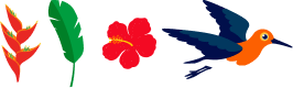 Ilustración de flores tropicales y un ave